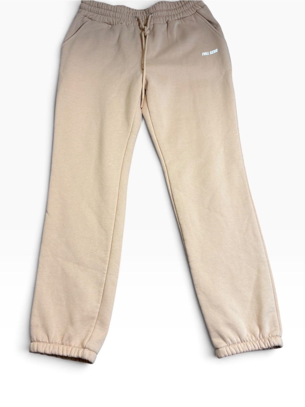 Full Send Nelk Boys Sweatpants Tan Beige M Classic Logo Fleece Joggers